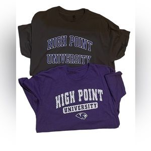 2 Large High Point University shirts purple (next level)  and dark grey (hanes)